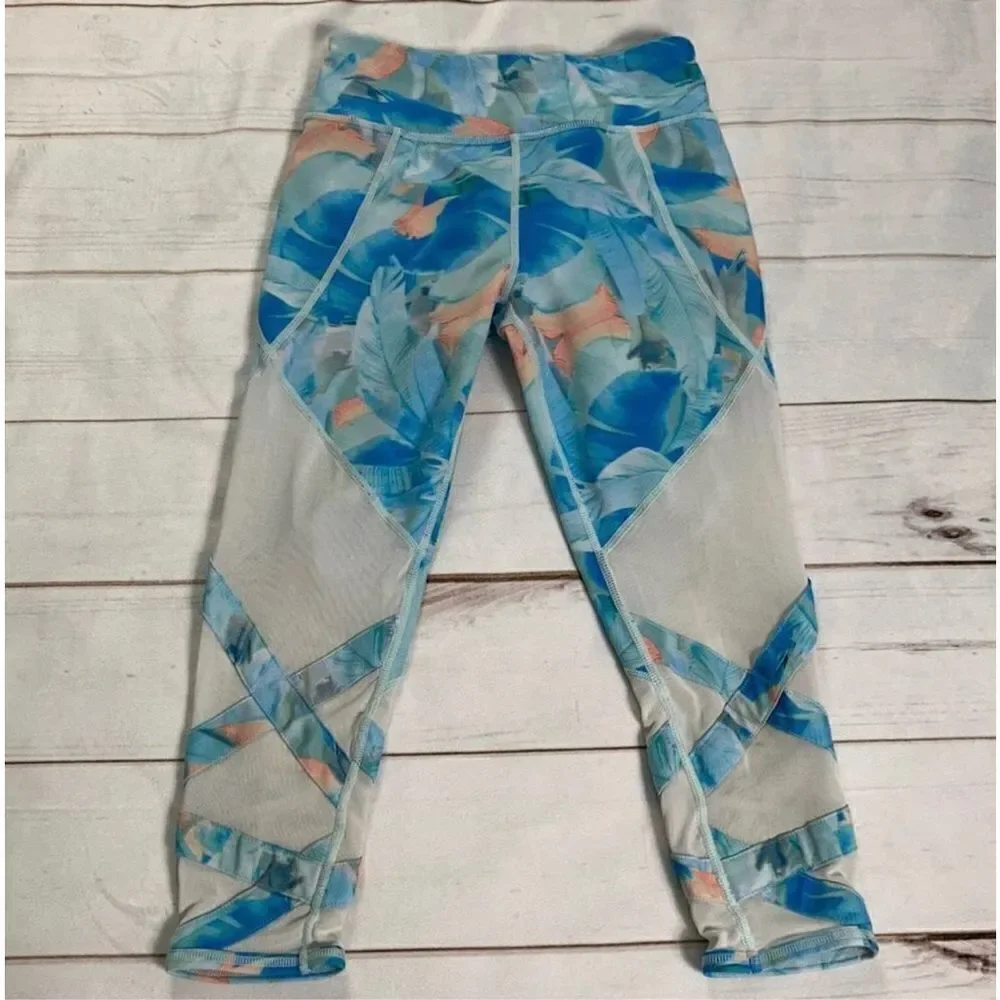 Zella Girls Print Crossover Crop Leggings Size 10/12